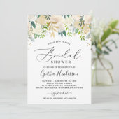 モダン自然グリーン金ゴールドフローラブライダルシャワー 招待状 (スタンド正面)