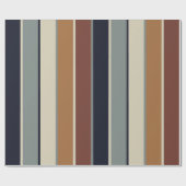 モダン自然ストライプRUSTグリーンネイビーブルゴーニュ ラッピングペーパー (フラット)