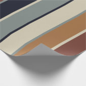 モダン自然ストライプRUSTグリーンネイビーブルゴーニュ ラッピングペーパー (角)