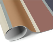 モダン自然ストライプRUSTグリーンネイビーブルゴーニュ ラッピングペーパー (ロールコーナー)