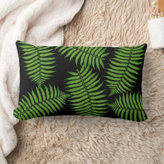 モダン自然黒と緑の葉装飾用クッション ランバークッション (ブランケット)