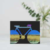 モダン自転車と色ストライプ付 ポストカード (スタンド正面)