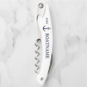 モダン航海のいかりネイビーブルーホワイト名前をカスタムする ソムリエナイフ (正面)