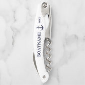 モダン航海のいかりネイビーブルーホワイト名前をカスタムする ソムリエナイフ (裏面)