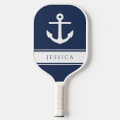 モダン航海のいかりネイビーブルー ピックルボールラケット (裏面)