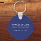 モダン航海のいかりボート名ホワイトブルー キーホルダー (裏面)