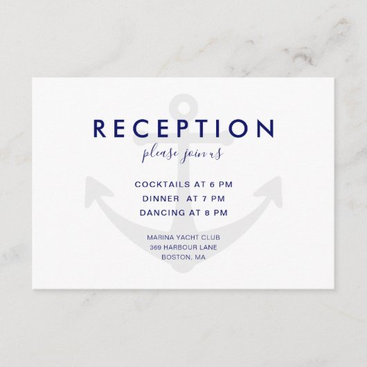 モダン航海のいかり式レセプション エンクロージャーカード (正面)