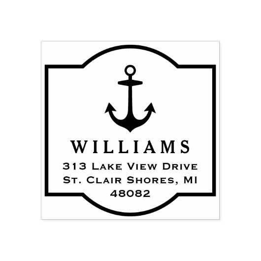 モダン航海のいかり枠差出人住所 ラバースタンプ (インプリント)