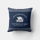 モダン航海のカスタム船の名称と船のロゴ クッション (裏面)