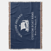 モダン航海のカスタム船の名称と船のロゴ スローブランケット (正面縦)