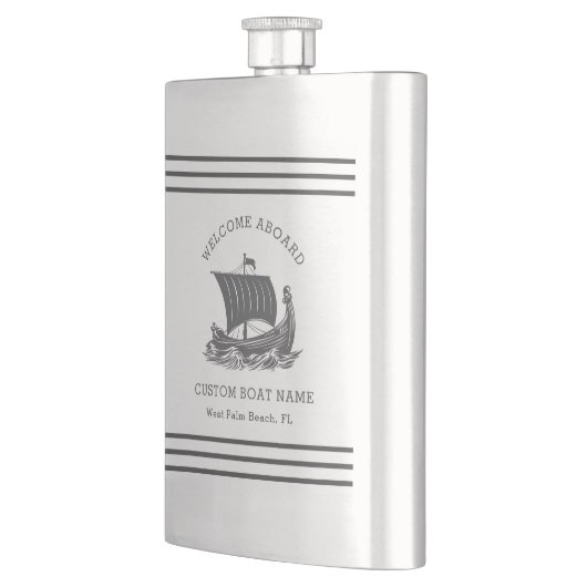 モダン航海のカスタム船の名称と船のロゴ フラスク (左)