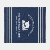 モダン航海のカスタム船の名称と船のロゴ フリースブランケット (正面(横))