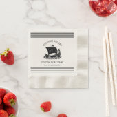 モダン航海のカスタム船の名称と船のロゴ 縁ありカクテルナプキン (インサイチュ)