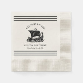 モダン航海のカスタム船の名称と船のロゴ 縁ありカクテルナプキン