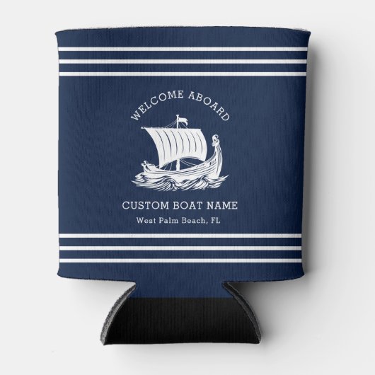 モダン航海のカスタム船の名称と船のロゴ 缶クーラー (正面)