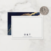 モダン航海のシンプルネイビーブルーカップルモノグラム ノートカード (正面/裏面インサイチュ)