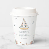 モダン航海のシンプル帆船ベイビーシャワー 紙コップ (正面)