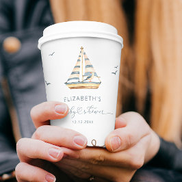 モダン航海のシンプル帆船ベイビーシャワー 紙コップ