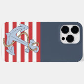 モダン航海のストライプのいかり青と赤かわいい Case-Mate iPhoneケース (裏面 (横))