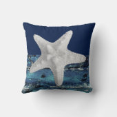 モダン航海のビーチネイビーブルースターフィッシュ クッション (裏面)