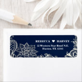 モダン航海のビーチ白レースネイビーブルー ラベル (インサイチュ)