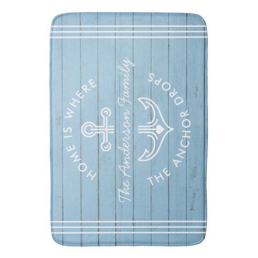 モダン航海の引用文カスタムファミリー名流木 バスマット (正面縦)