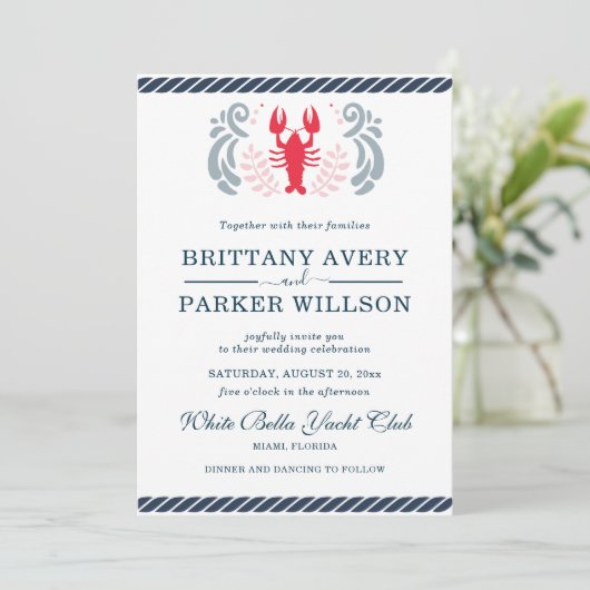モダン航海の結婚のカニ 招待状 (スタンド正面)