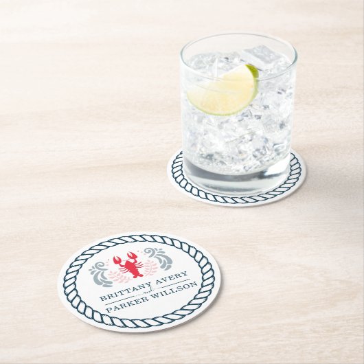モダン航海の結婚パーソナライズされたs ラウンドペーパーコースター (インサイチュ)