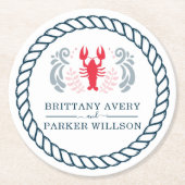モダン航海の結婚パーソナライズされたs ラウンドペーパーコースター (正面)
