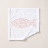 モダン航海の魚柄ピンク バスタオルセット (ウォッシュタオル)