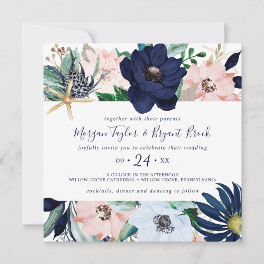 モダン航海の |フローラスクエア結婚ズ 招待状 (正面)