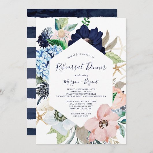 モダン航海の |フローラリハーサルディナー 招待状 (正面/裏面)