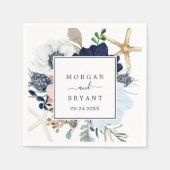 モダン航海の |フローラ結婚ー スタンダードカクテルナプキン (正面)