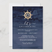 モダン航海の |船のヘルム・レッツ祝ー 招待状 (正面)