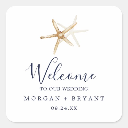 モダン航海の | Starfishの結婚歓迎 スクエアシール (正面)