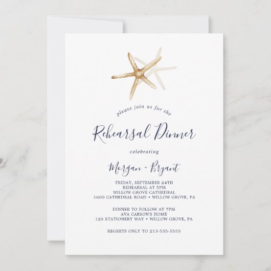 モダン航海の | Starfishリハーサルのディナー 招待状 (正面)