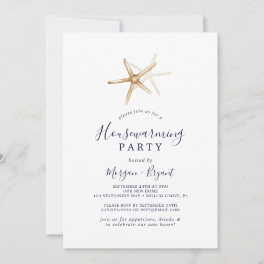モダン航海の | Starfish引っ越し祝いパーティーパーティー 招待状 (正面)