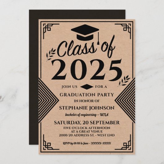 モダン船アールデコスタイル卒業党 招待状 (正面/裏面)