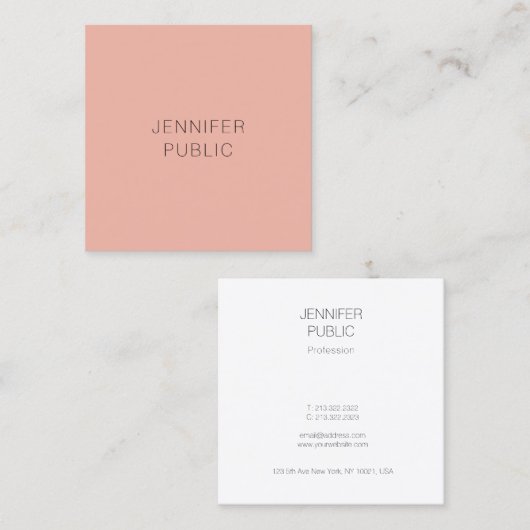 モダン色エレガントテンプレートシンプルミニマリスト スクエア名刺 (正面/裏面)