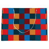 モダン色チェッ市松模様にクボード ラージペーパーバッグ (正面)