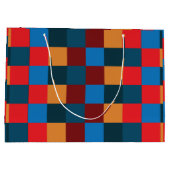 モダン色チェッ市松模様にクボード ラージペーパーバッグ (裏面)