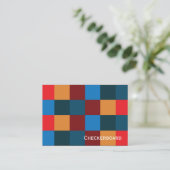 モダン色チェッ市松模様にクボード 名刺 (スタンド正面)