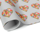 モダン色ハート灰色 ラッピングペーパー (ロールコーナー)