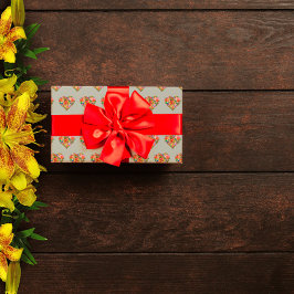 モダン色ハート灰色 ラッピングペーパー