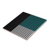 モダン色ブロックストライプのティール(緑がかった色)白黒 タイル (側面)