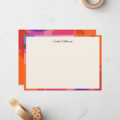 モダン色ブロック縁どパーソナライズされたスクリプト名 ノートカード (正面/裏面インサイチュ)