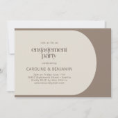 モダン色ミニマルブロック茶色婚約パーティ 招待状 (正面)