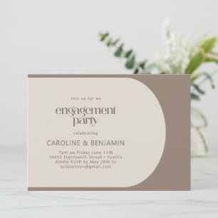 モダン色ミニマルブロック茶色婚約パーティ 招待状