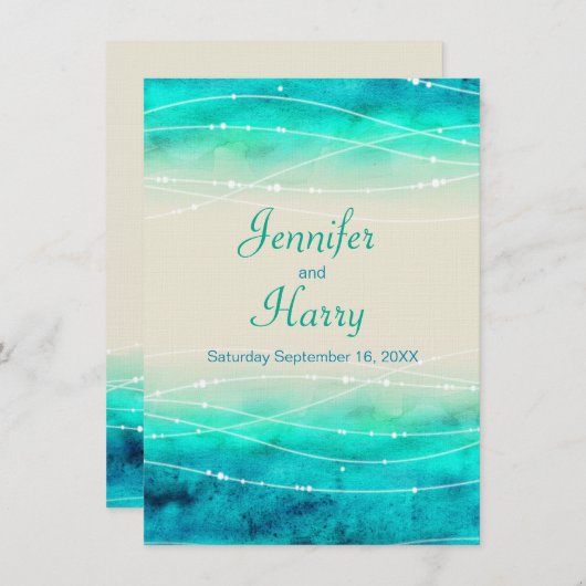 モダン色彩の鮮やかの海の結婚式 招待状 (正面/裏面)