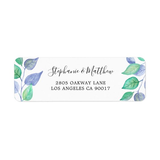 モダン色彩の鮮やかほこりっぽい青い葉の水色の葉 ラベル (正面)